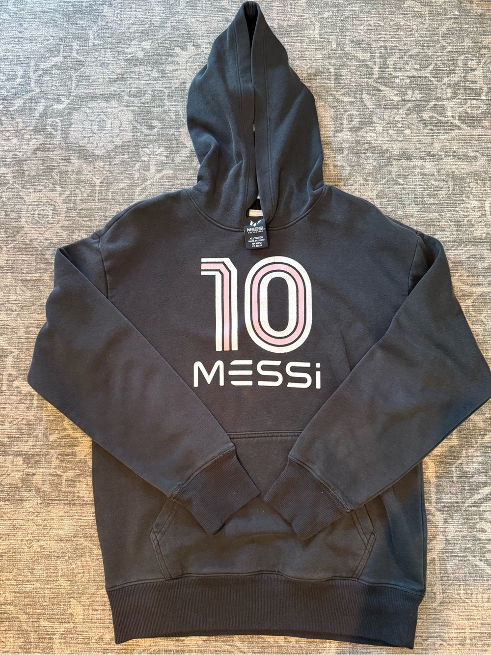 MESSi Kids' Black Hoodie with '10' Graphic